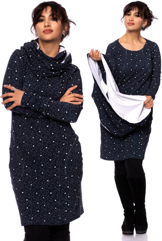 ELSIE Maternity & Nursing Dress (Set, 2 Pieces, with Detachable Stillloop) Organic Cotton Sweat (Bird Print)