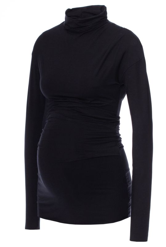Carmen doppellagiges Rollkragen Umstands-& Stillshirt (schwarz)