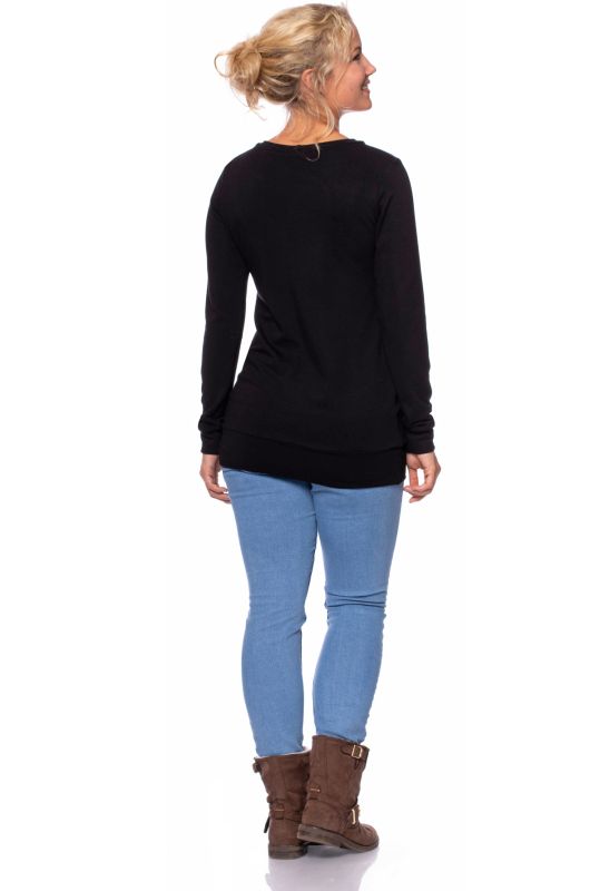 FRIJA BIO SET Umstands-& Stillpulover mit Stillloop (schwarz mit Herbstmuster blau)