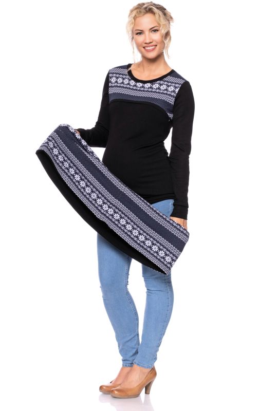 FRIJA BIO SET Umstands-& Stillpulover mit Stillloop (schwarz mit Norwegermuster)