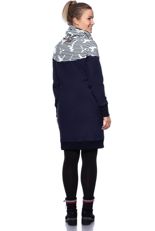 HANIA gemütliches Sweat Umstands- und Stillkleid (marine/Möwen)