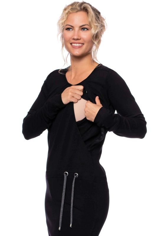 KAREN Umstands-& Stillkleid  aus Modal-French Terry (schwarz)