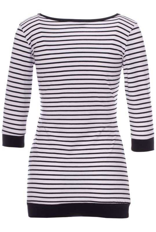 MARLENA 3/4 Arm Umstands- und Stillshirt (weiß mit dünnen schwarzen Streifen)