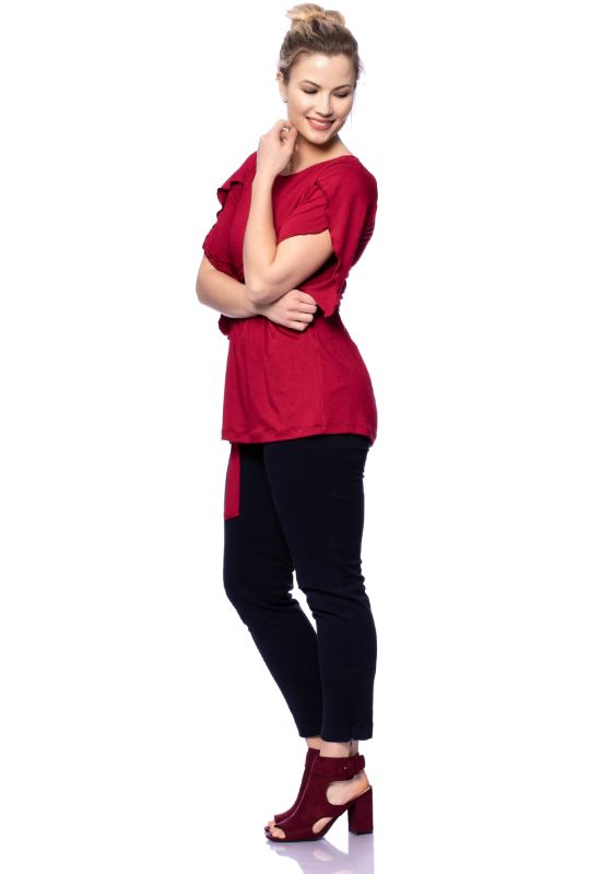 2 tlg. VARIO-SET (LUNA & NANA) Umstands- und Stillshirt mit Croptop aus Bambus-Viskose (bordeaux)