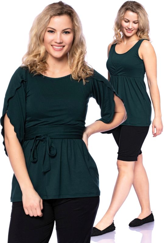2 tlg. VARIO-SET (LUNA & NANA) Umstands- und Stillshirt mit Croptop aus Bambus-Viskose (flaschengrün)