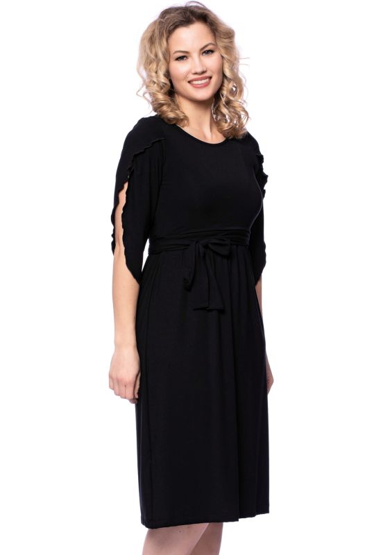 2-piece VARIO-SET (LUNA & ESTHA) maternity and nursing dress with croptop made of bamboo fibers (black)