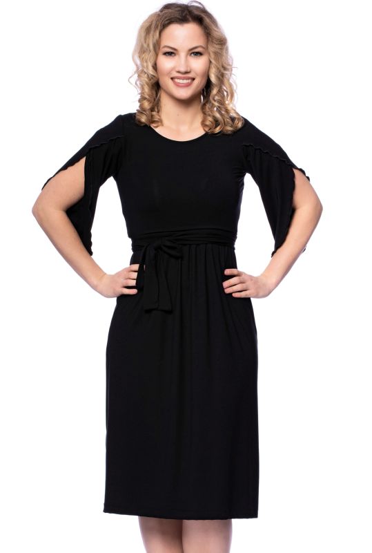 2-piece VARIO-SET (LUNA & ESTHA) maternity and nursing dress with croptop made of bamboo fibers (black)