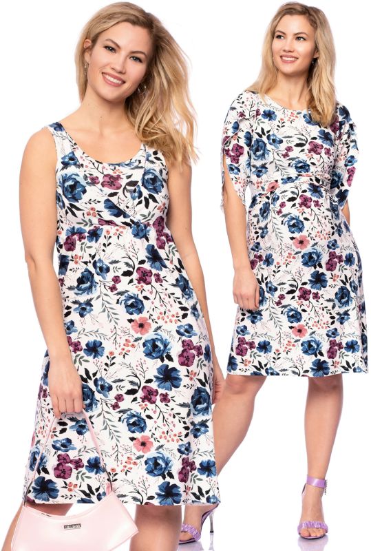 2 tlg. VARIO-SET (LUNA & ESTHA) Umstands- und Stillkleid mit Croptop (Berry Meadow Floral on Cream)