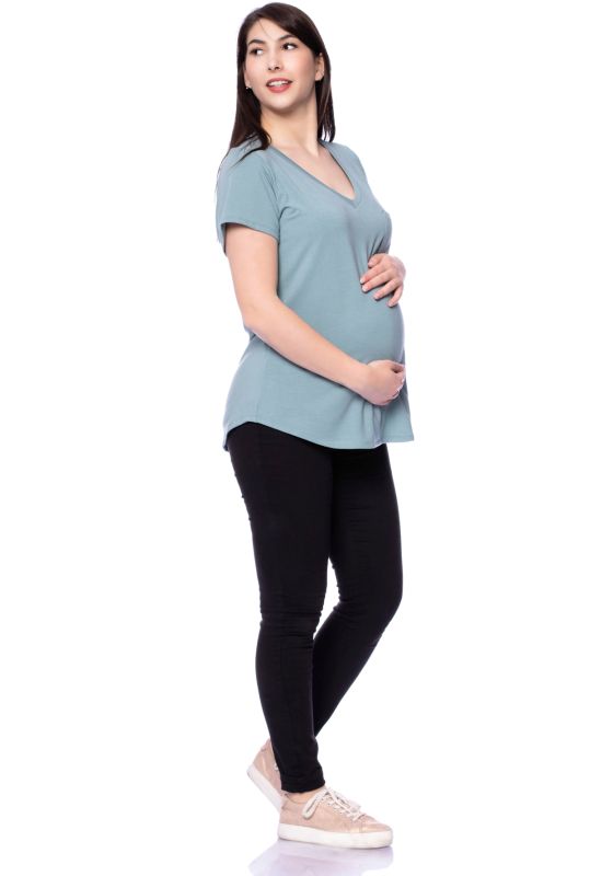 CASSI zweilagiges Oversized Umstands- und Stillshirt (antikgrün)