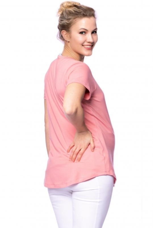 CASSI two-layer oversized maternity and nursing shirt made of modal in pink