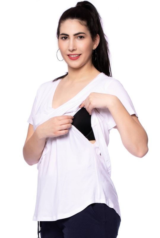 CASSI two-layer oversized maternity and nursing shirt made of Tencel modal in white