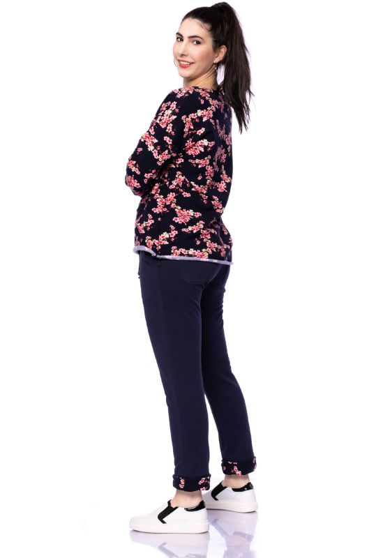 GLEN Sweatpants aus angerauhtem Bio Sweat (marine/Blümchenprint)