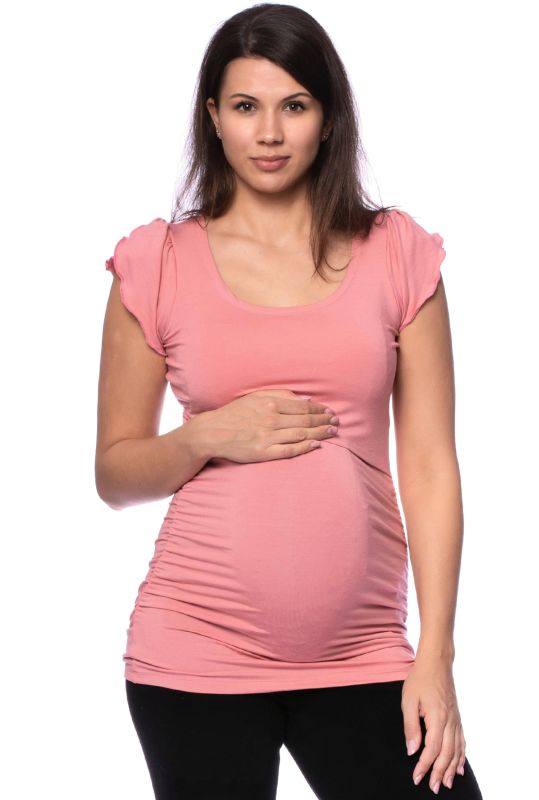 102 BASIC maternity and nursing shirt gathered at the sides with butterfly sleeves (pink)