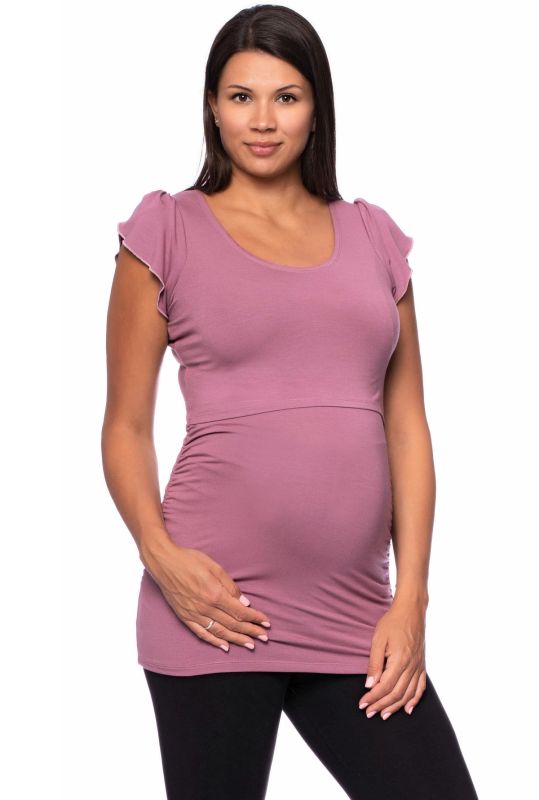 102 BASIC Umstands- und Stillshirt seitlich gerafft mit Schmetterlingsärmeln (mauve)