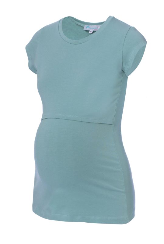 103 BASIC maternity and nursing shirt round neck short-sleeved (dark aqua)