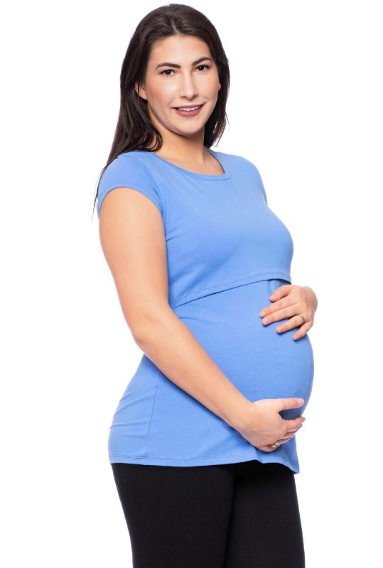 103 BASIC Umstands- und Stillshirt Rundhals kurzarm (azurblau)