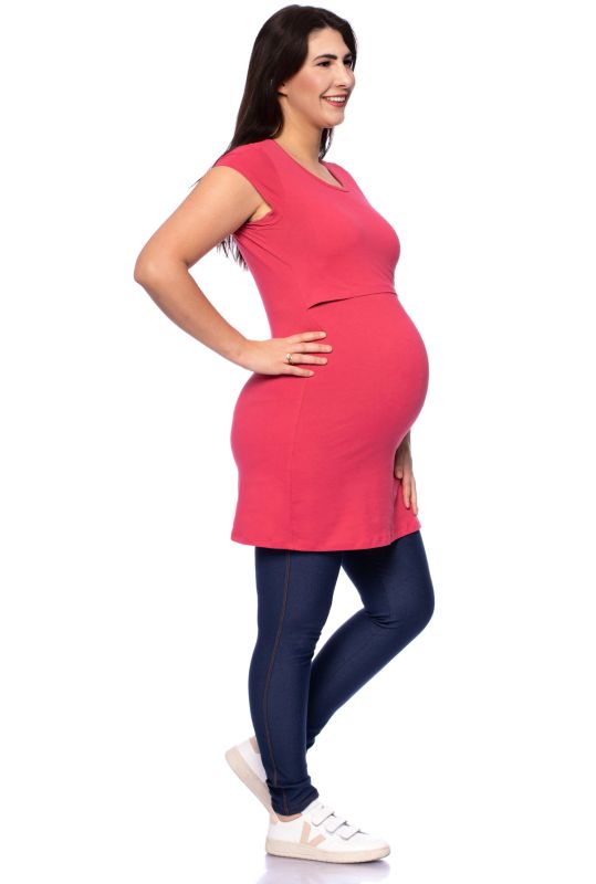 107 BASIC kurzarm Umstands- und Stillshirt extra lang (coral)
