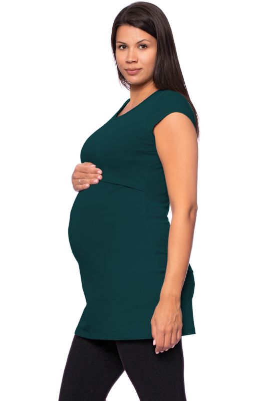 107 BASIC short-sleeved maternity and nursing shirt extra long (bottle green)