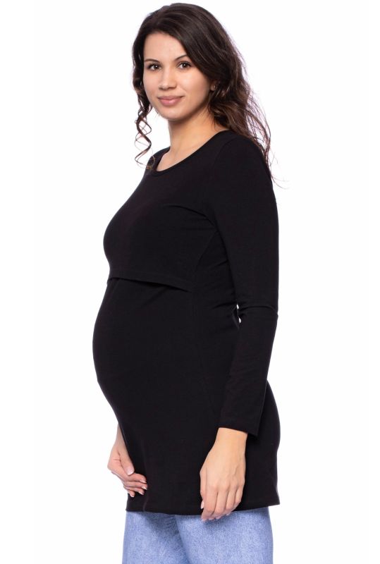 107 BASIC Langarm Umstands- und Stillshirt extra lang aus Bio Baumwolle