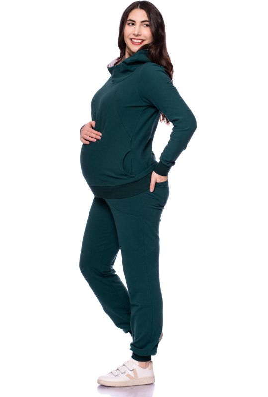 BIBO Umstands- und Stillpullover aus Bio Baumwolle (flaschengrün)