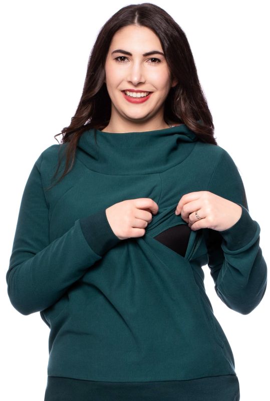 BIBO Umstands- und Stillpullover aus Bio Baumwolle (flaschengrün)