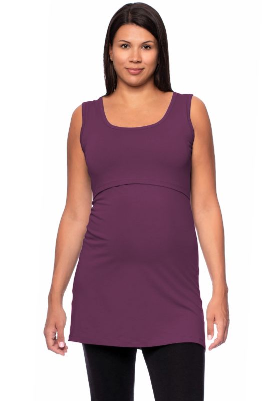 107 BASIC Umstands- und Stilltop extra lang  aus Bio Baumwolle (aubergine)