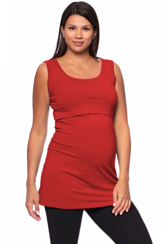 107 BASIC Umstands- und Stilltop extra lang  aus Bio Baumwolle (tomato)