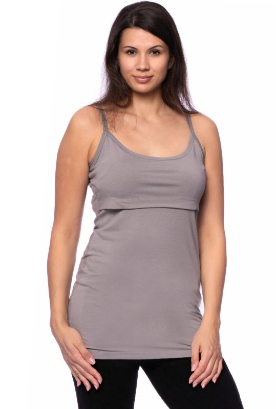 107 BASIC nursing top with spaghetti straps extra long (grey)