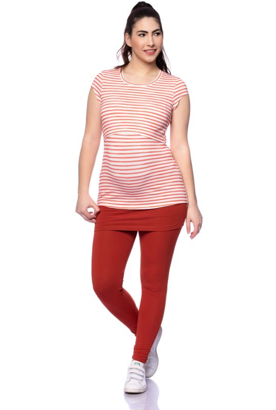 NERO Umstands- und Stillshirt (Koralle offwhite Streifen)