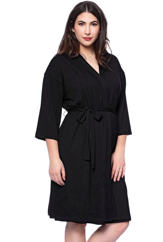 Kimono Morgenmantel aus Bambus-Viskose (schwarz)