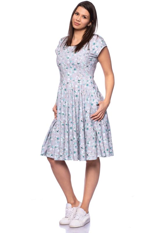 EMMA Umstands- und Stillkleid (Eukalyptusblätter - hellgrau)