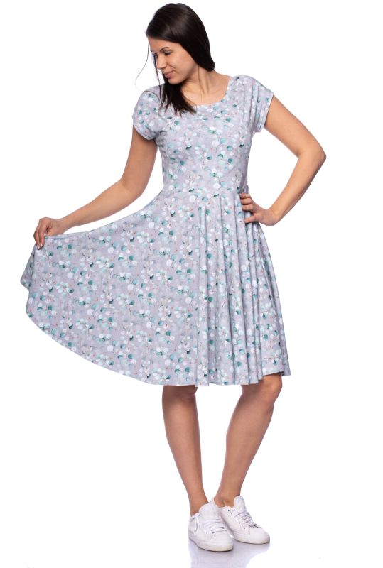 EMMA Umstands- und Stillkleid (Eukalyptusblätter - hellgrau)