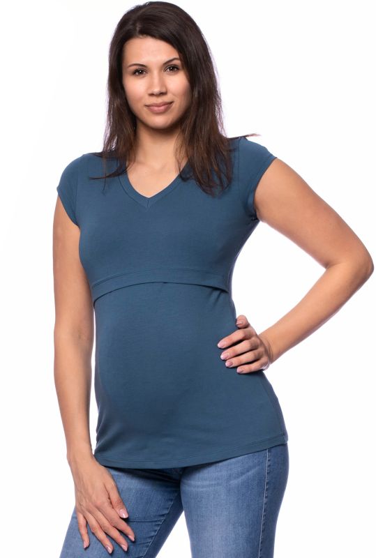108 BASIC Umstands- und Stillshirt V-Neck kurzarm (jeans)