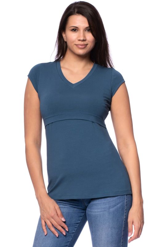 108 BASIC Umstands- und Stillshirt V-Neck kurzarm (jeans)