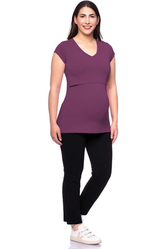 108 BASIC maternity and nursing shirt V-neck short-sleeved (burgund)