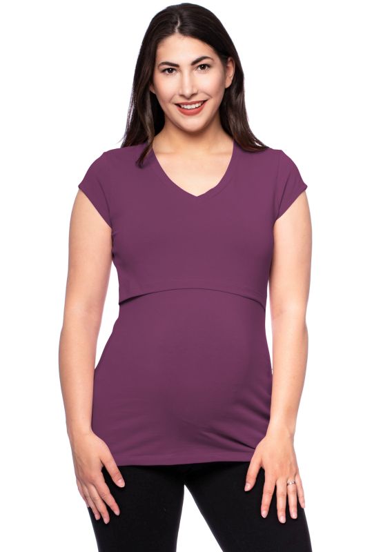 108 BASIC maternity and nursing shirt V-neck short-sleeved (burgund)