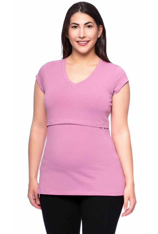108 BASIC maternity and nursing shirt V-neck short-sleeved (pastel pink)