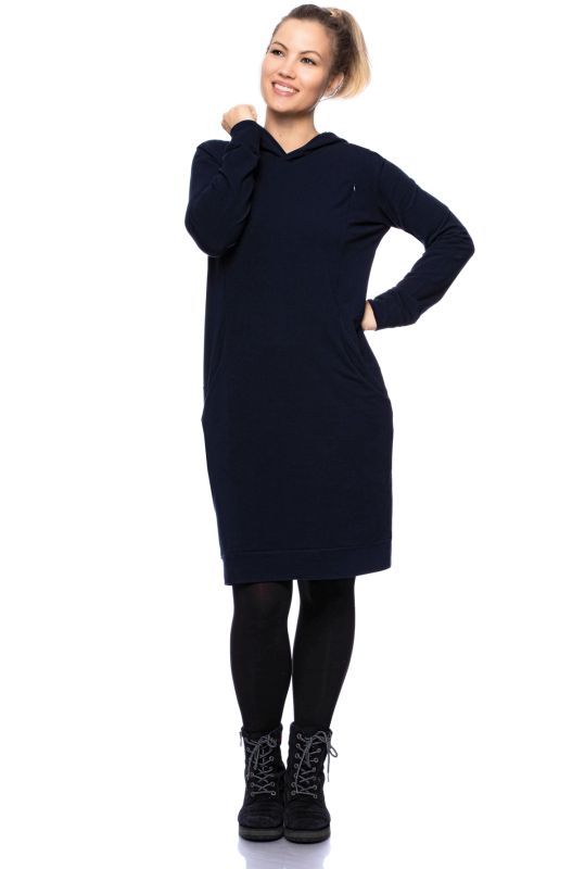 ISLA warm maternity and nursing dress made of organic cotton (marine)