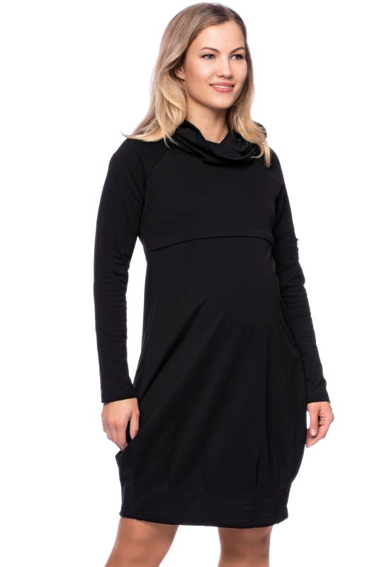 BABETT warmes Umstands-und Stillkleid aus Bio Baumwolle (schwarz)