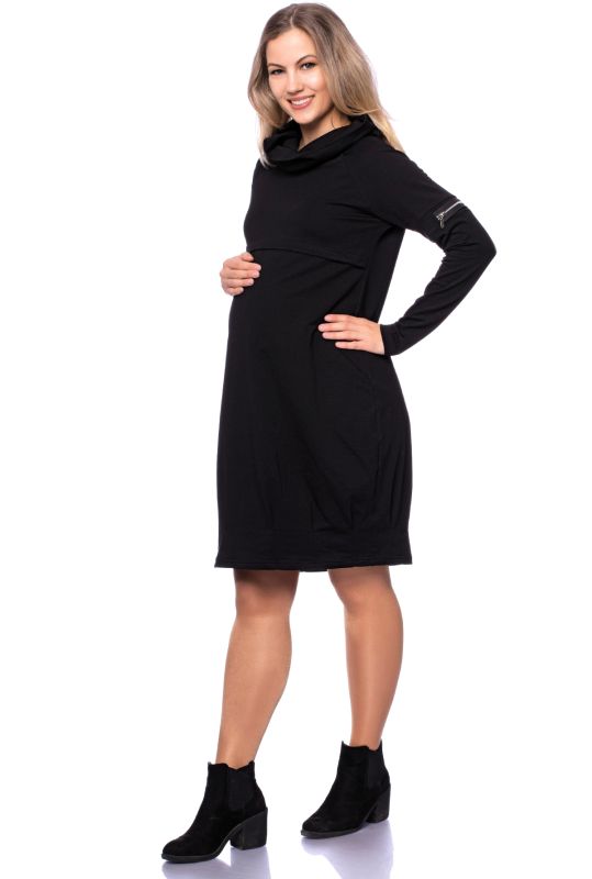 BABETT warmes Umstands-und Stillkleid aus Bio Baumwolle (schwarz)