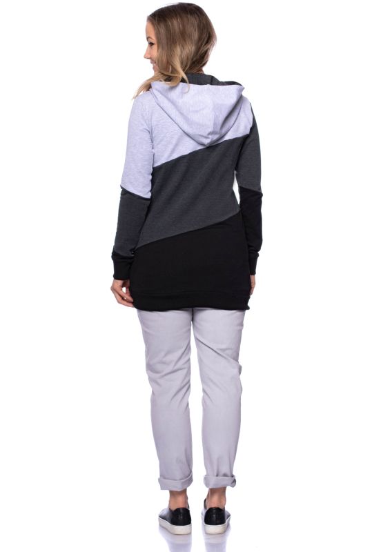 HARRY Umstands- und Still-Hoodie mit Kapuze Colour-Blocking (hellgrau/grau/schwarz)