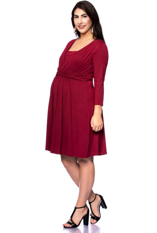 ALEXANDRA Umstands- und Stillkleid 3/4 Arm (bordeaux)