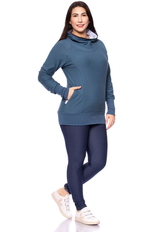 ARIK Umstands- und Stillpullover aus Bio Baumwolle (jeans / Eukaliptus Muster)
