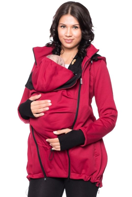 Nur in XS (34/36) AGGIE  Softshell Tragejacke + Rückentrage in bordeaux %%%